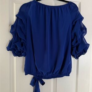 MSK Royal Blue Ruffled Blouse